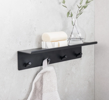 Load image into Gallery viewer, Base - Hook rail with shelf - Matt black