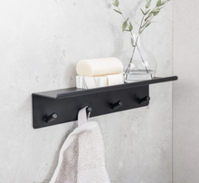 Load image into Gallery viewer, Base - Hook rail with shelf - Matt black
