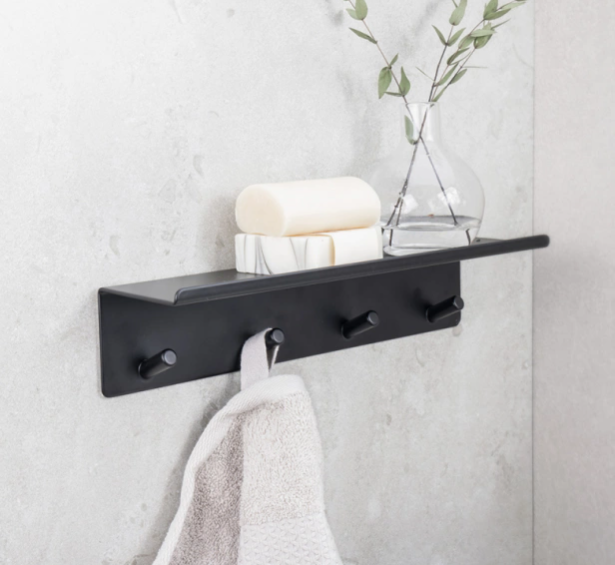 Base - Hook rail with shelf - Matt black