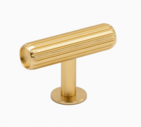 Knob T Rille - Brushed brass